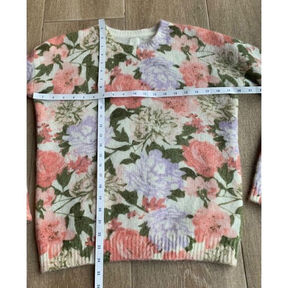 NWOT Joie Floral Crew Neck Mohair Wool Blend SWEATER sz XS - Picture 2 of 4